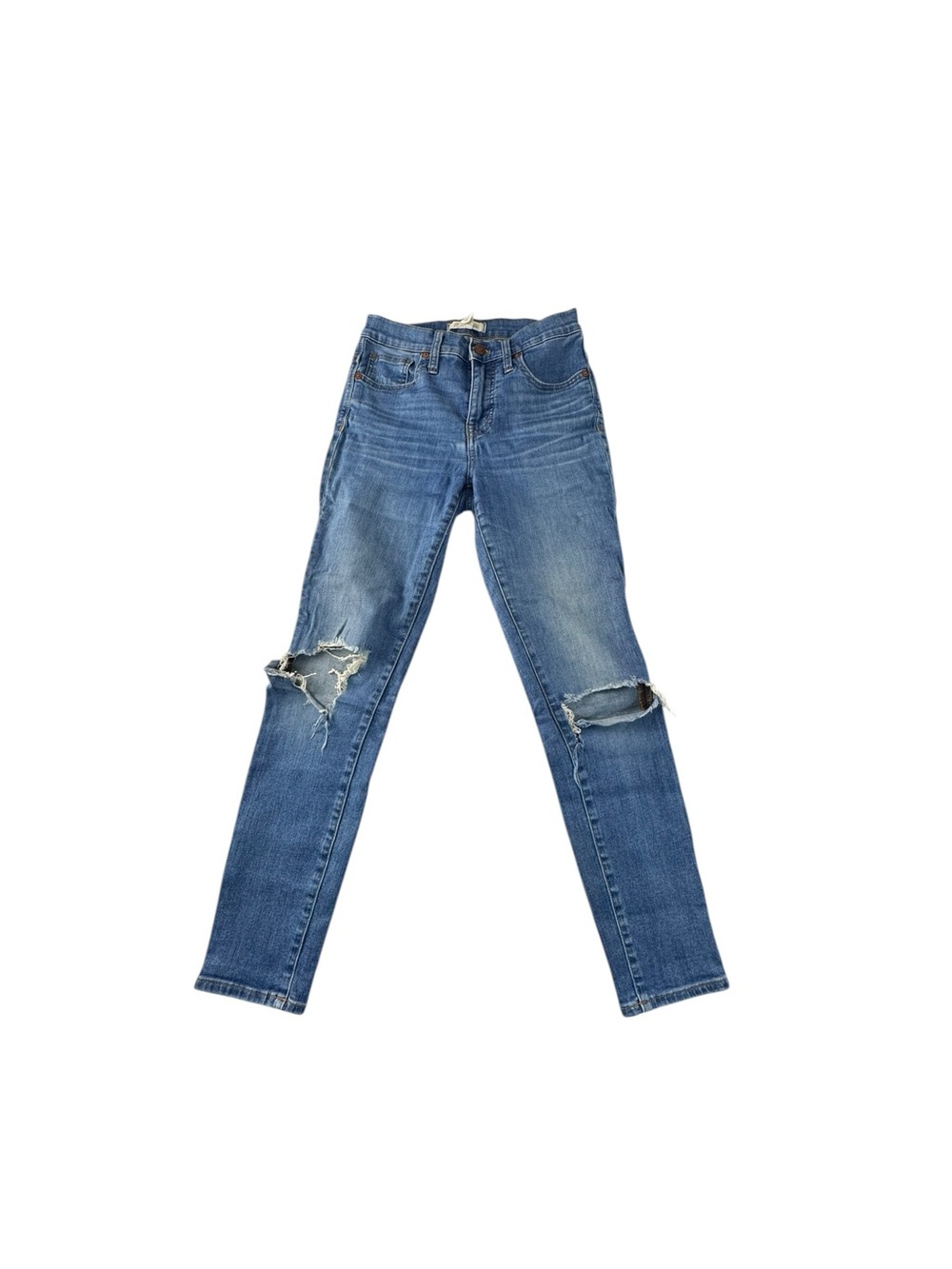 Madewell Blue Ripped High-Rise Skinny Jeans